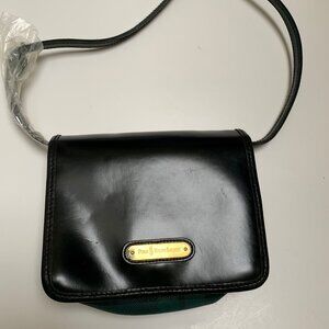BNWOT Rare Vintage Polo Ralph Lauren Coated Canvas Tartan and Black Leather Bag